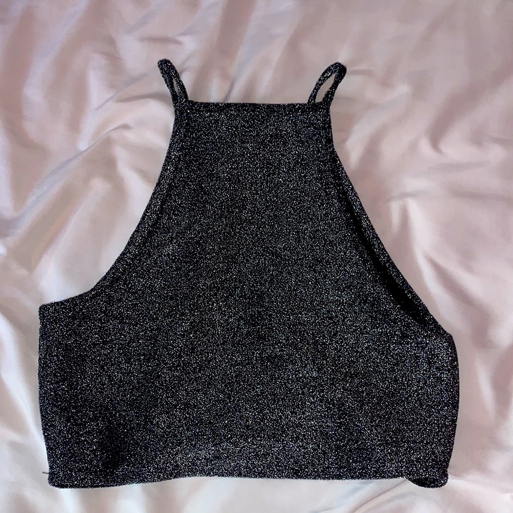 NWOT Grey Sparkly Crop Top